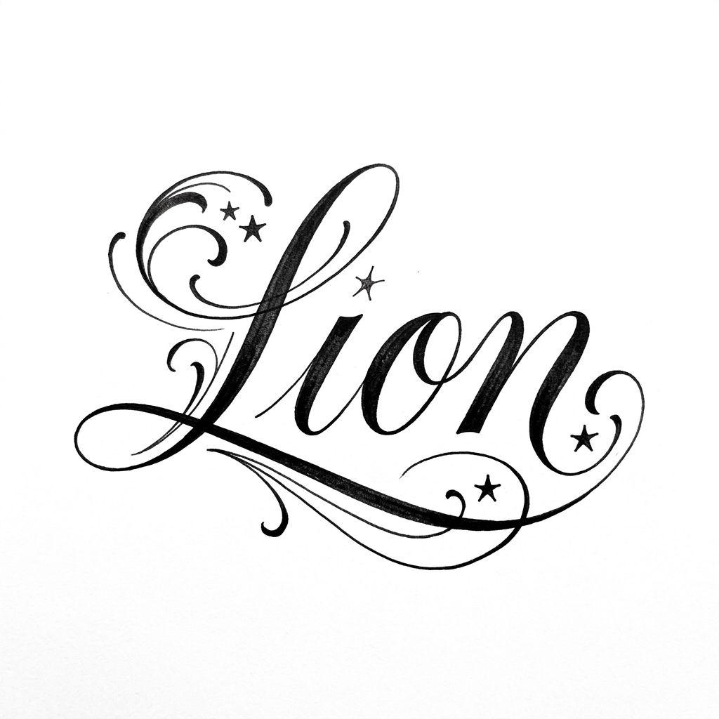 löwe-tattoo 'löwe' als lettering