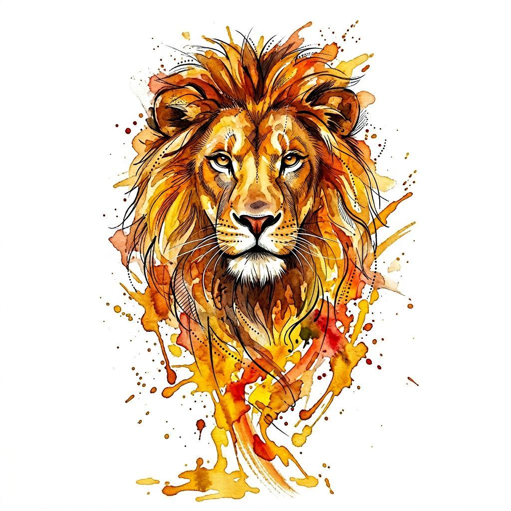 löwe-tattoo watercolor löwe