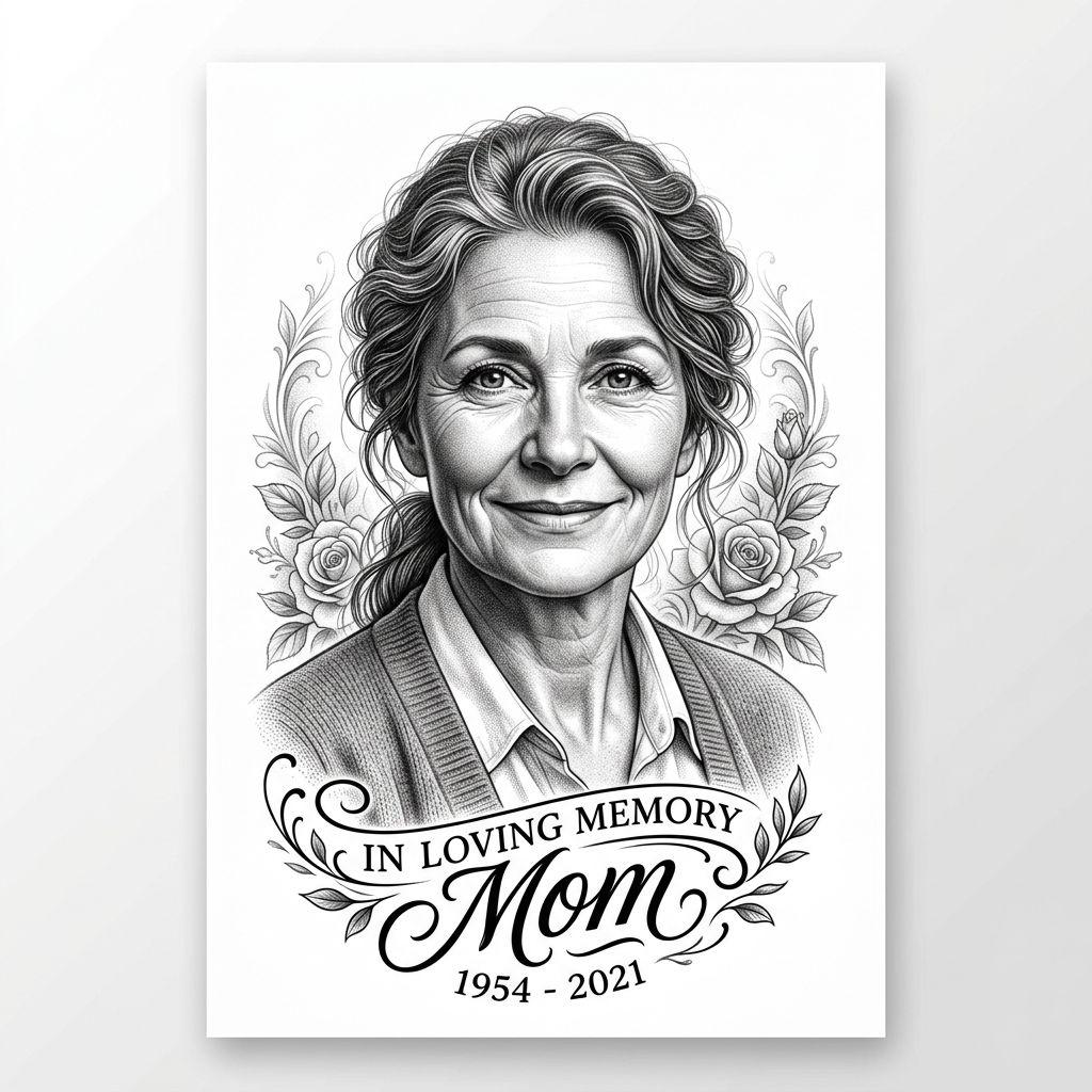 mama-tattoo realistisches portrait mama, Vorlage auf weißem Hintergrund