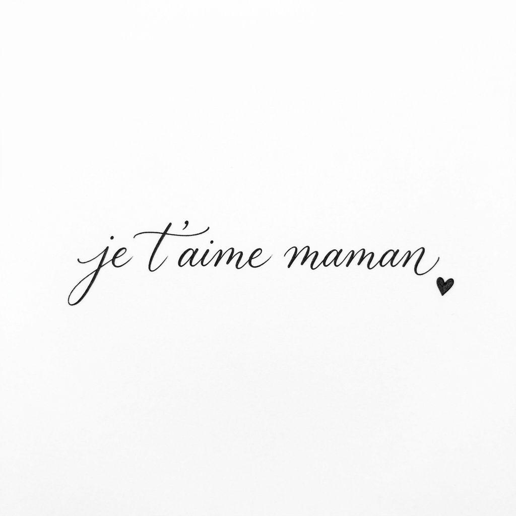 mama-tattoo lettering "ich liebe dich mama", Vorlage auf weißem Hintergrund