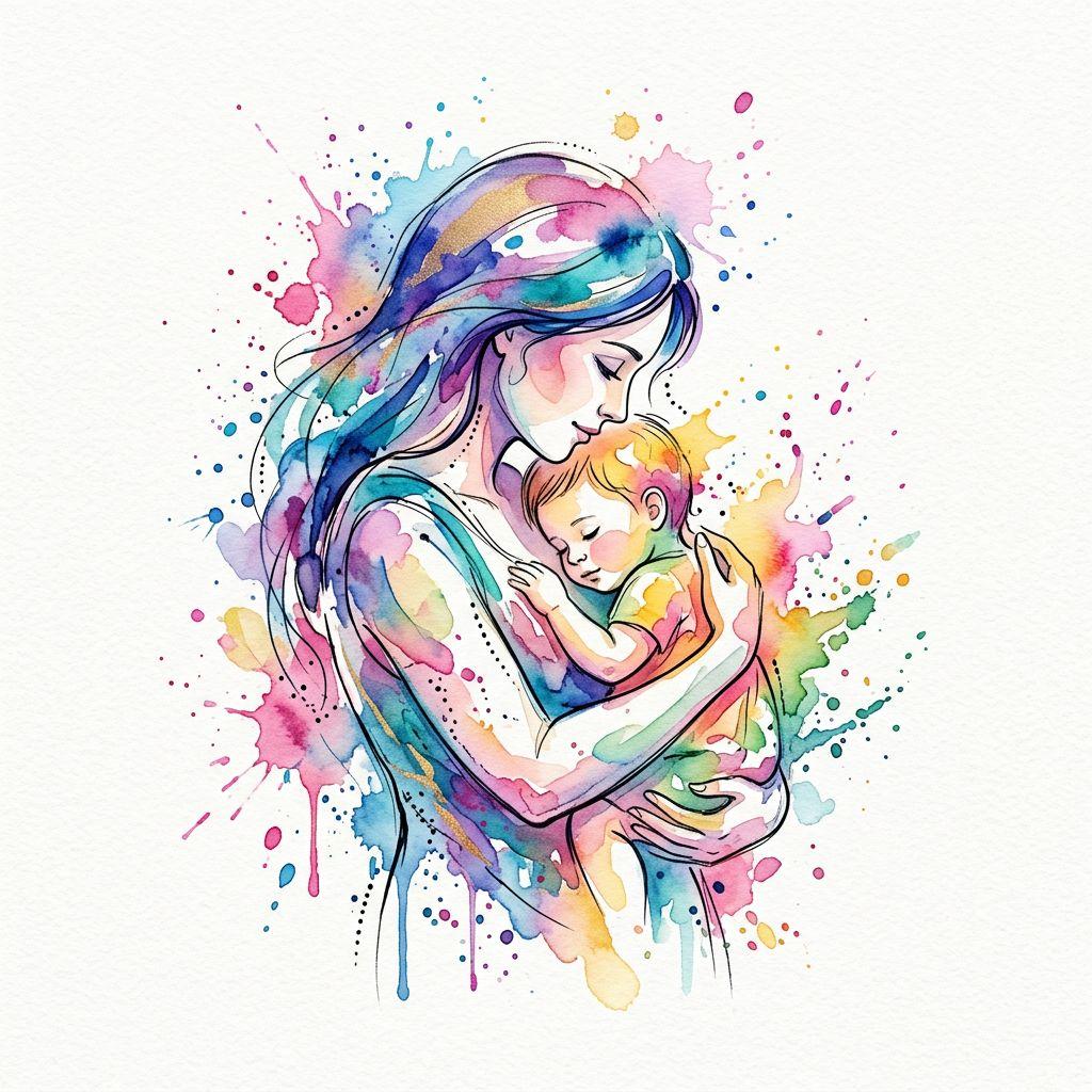 mama-tattoo watercolor mutterschaft, Vorlage auf weißem Hintergrund