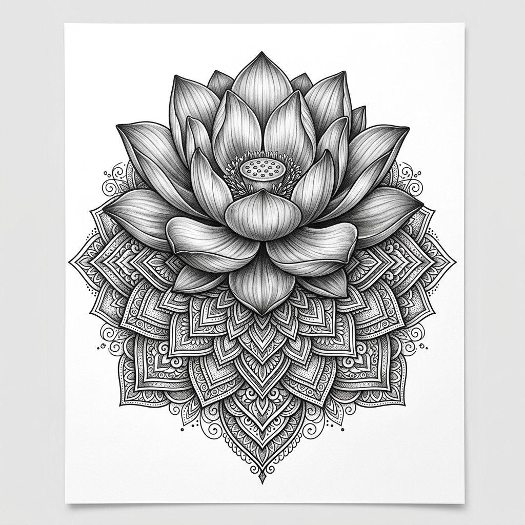 mandala-tattoo realistisches lotus-mandala