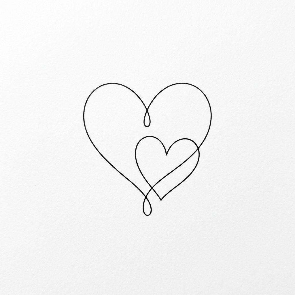 mutter-tochter-tattoo minimalistische mutter-tochter-herzen, Vorlage auf weißem Hintergrund