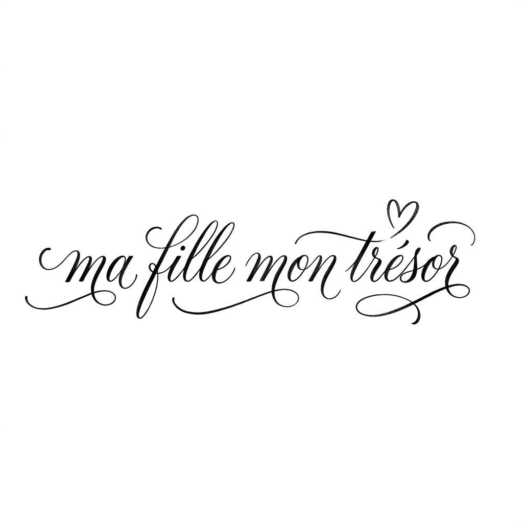 mutter-tochter-tattoo lettering meine tochter mein schatz, Vorlage auf weißem Hintergrund