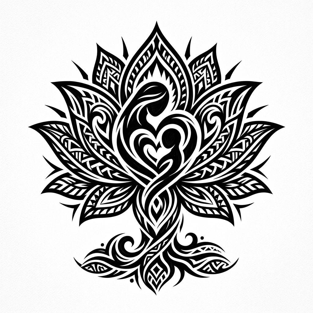 mutter-tochter-tattoo tribal-lotus, Vorlage auf weißem Hintergrund