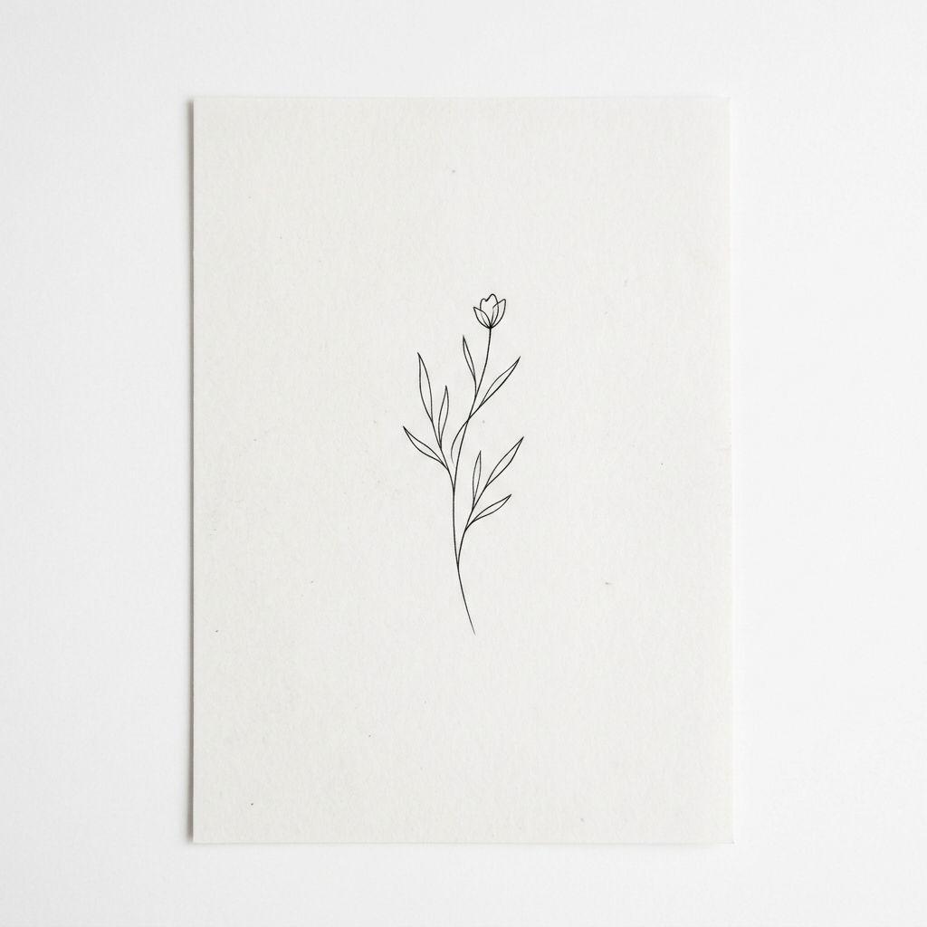 idée tatouage minimaliste minimaliste fleur fine line