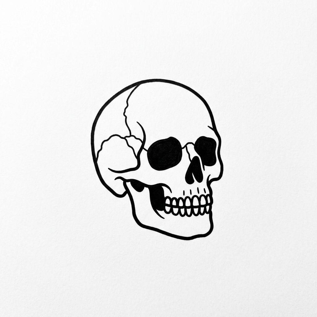 nacken-tattoo minimalistischer totenkopf