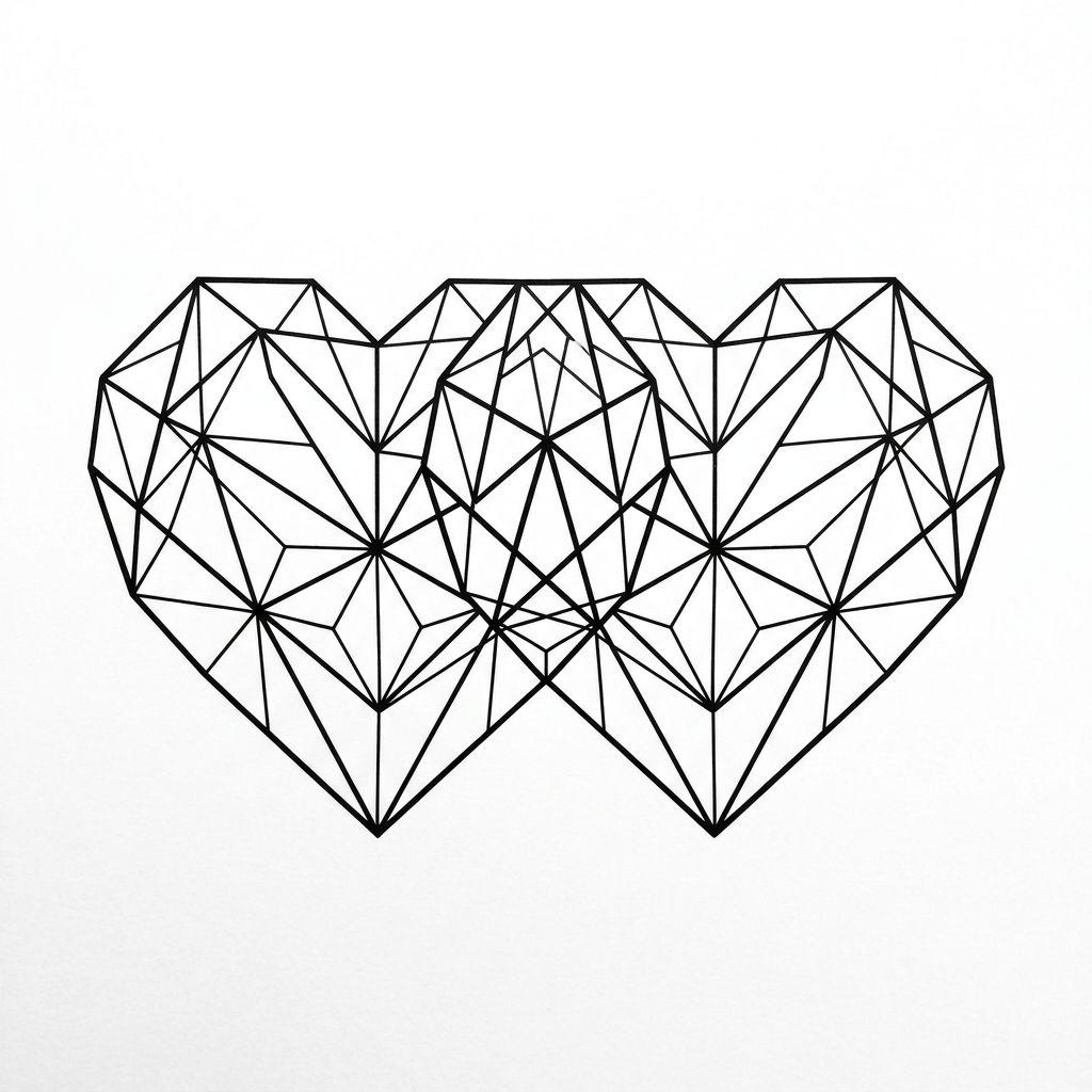 eltern-tattoo verschlungene herzen geometrisch