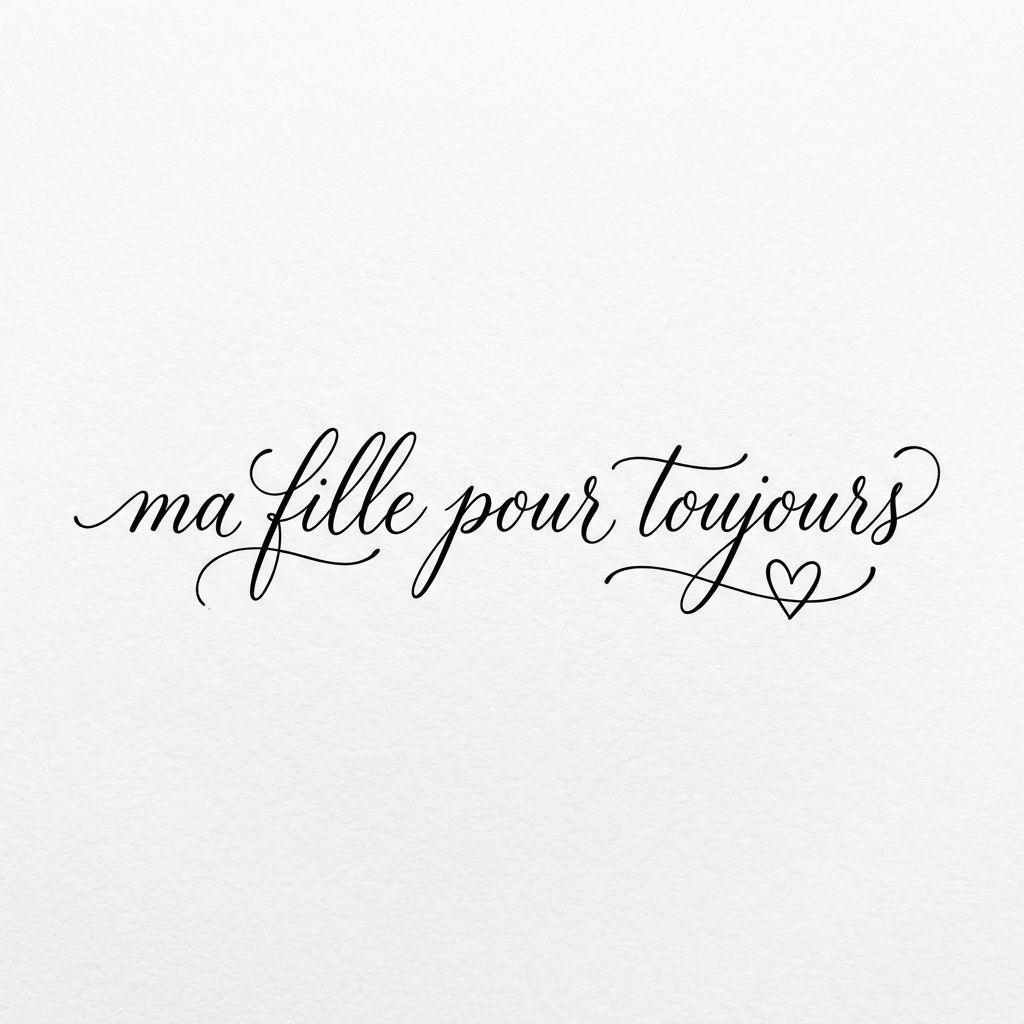 vater-tochter-tattoo lettering für immer, Vorlage auf weißem Hintergrund