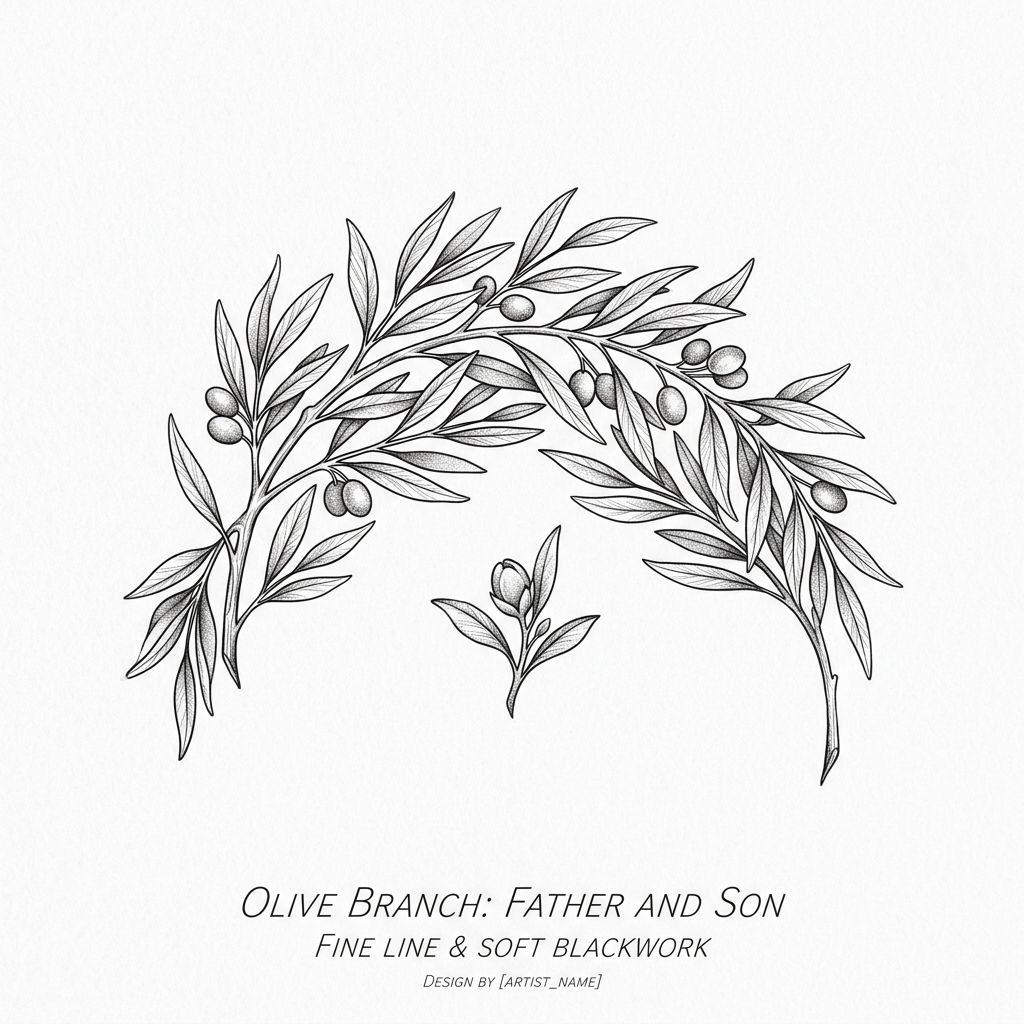 vater und sohn-tattoo olivenzweig vater-sohn