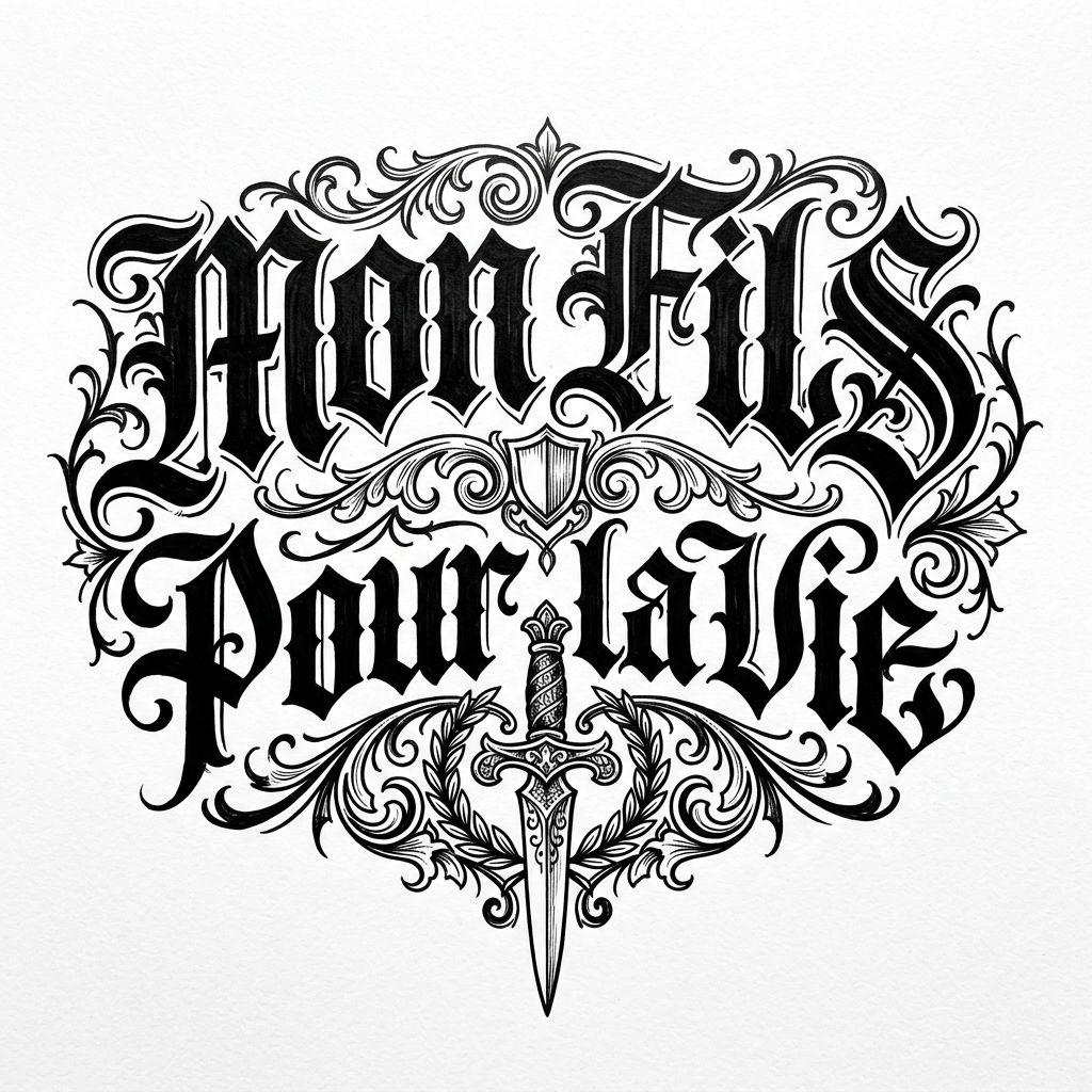 vater und sohn-tattoo lettering mein sohn für immer