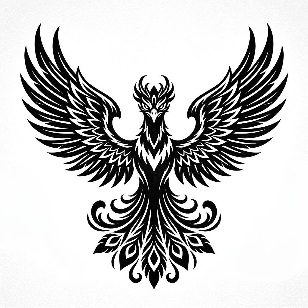 phoenix-tattoo phoenix blackwork flügel