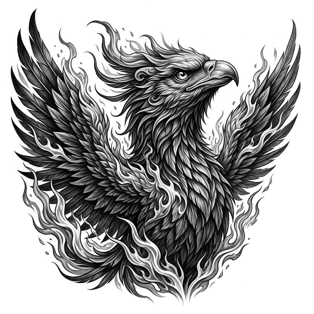 phoenix-tattoo phoenix realismus flammen