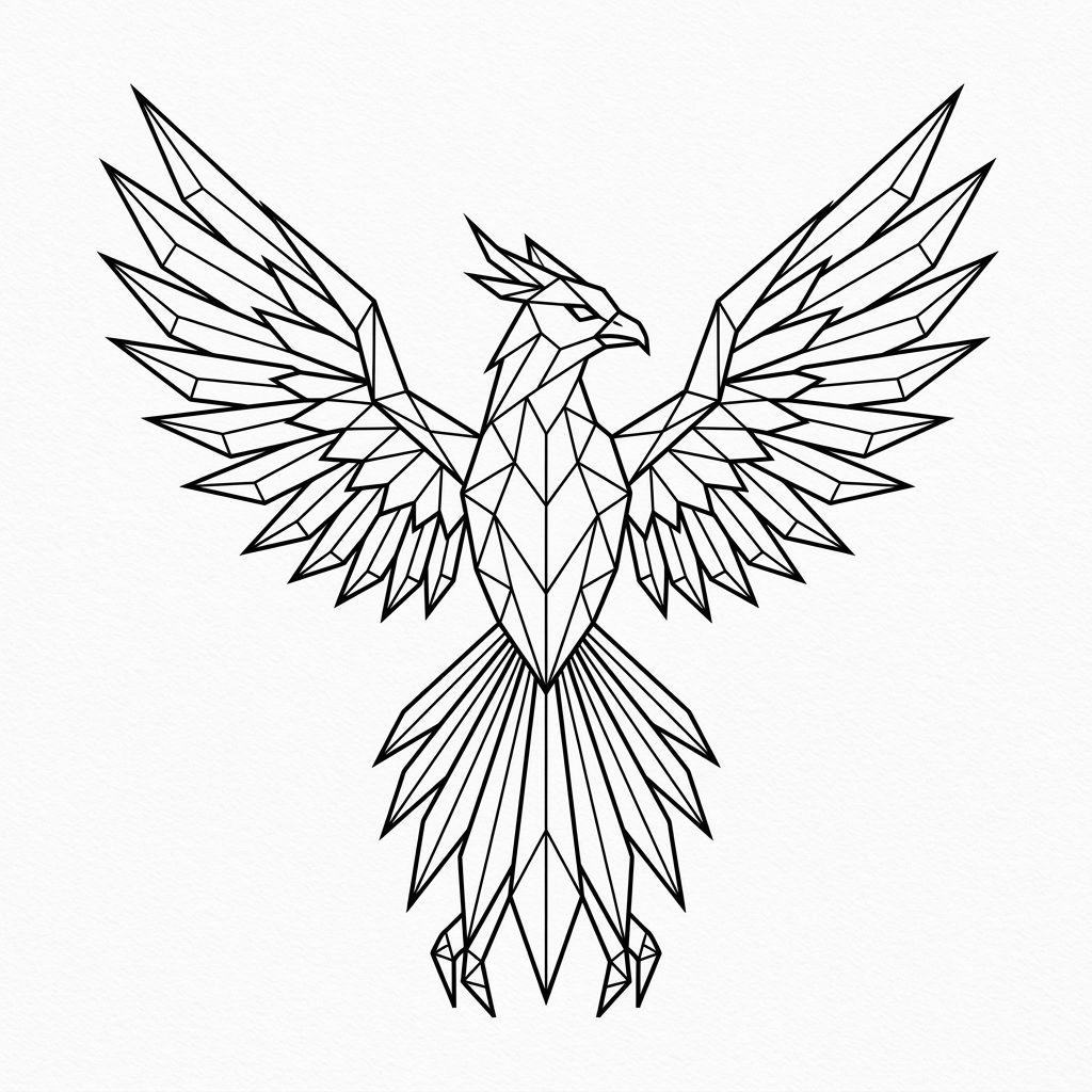 phoenix-tattoo phoenix geometrisch facettiert
