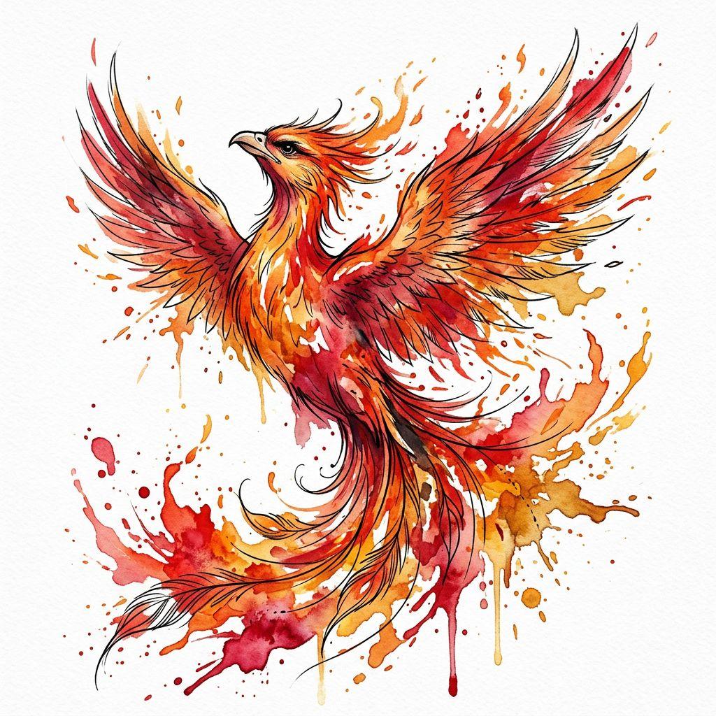 phoenix-tattoo phoenix watercolor wiedergeburt