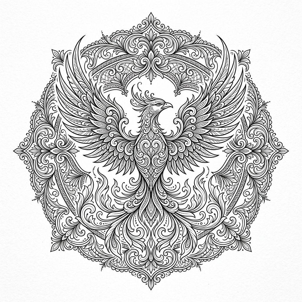 phoenix-tattoo phoenix mandala ornamental