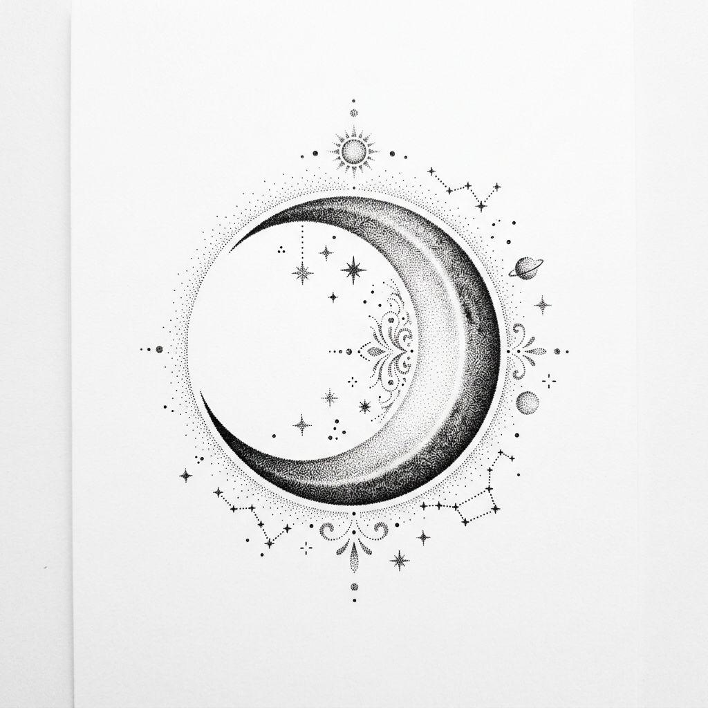 fuß-tattoo dotwork-mond