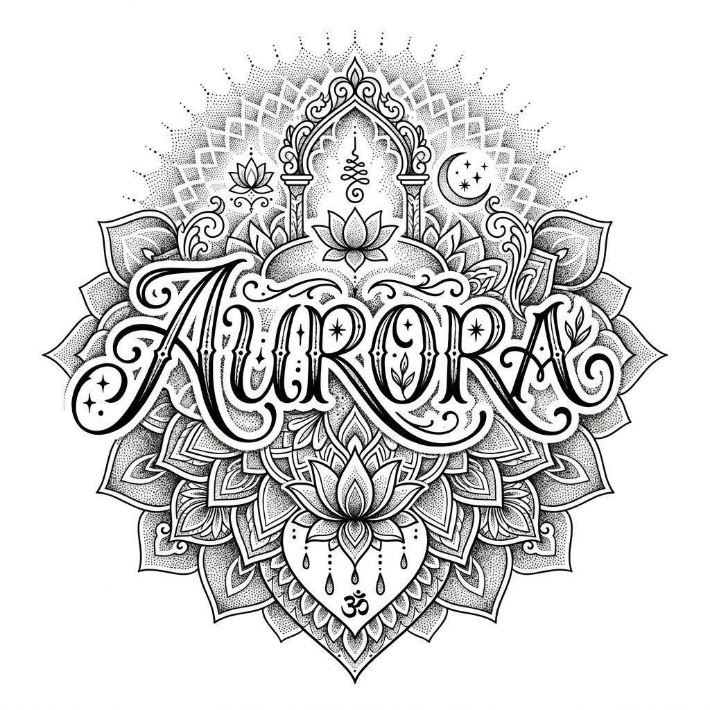 idée tatouage prénom prénom spirituel mandala