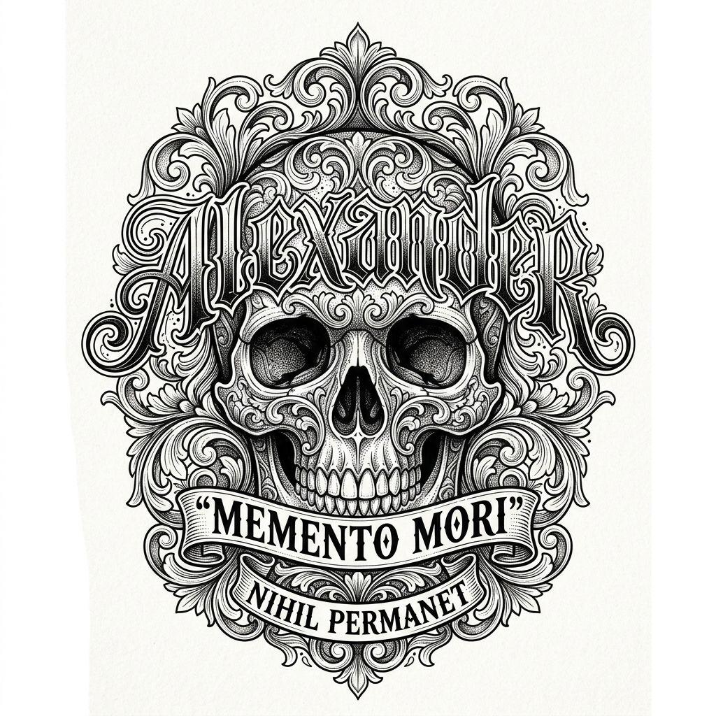 idée tatouage prénom prénom et crâne