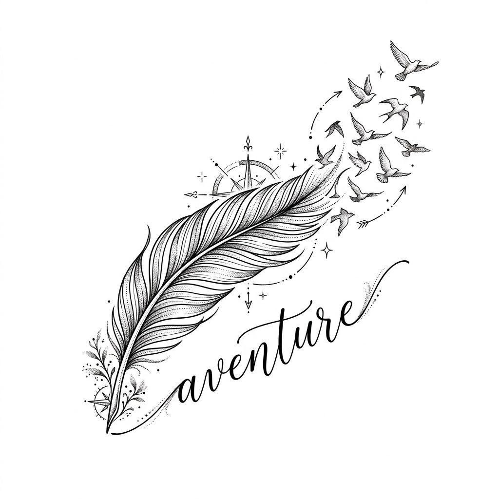 reise-tattoo reisende feder spirituell