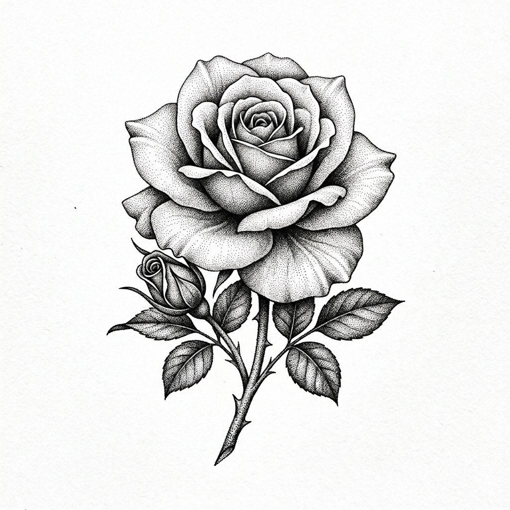 rose-tattoo dotwork rose