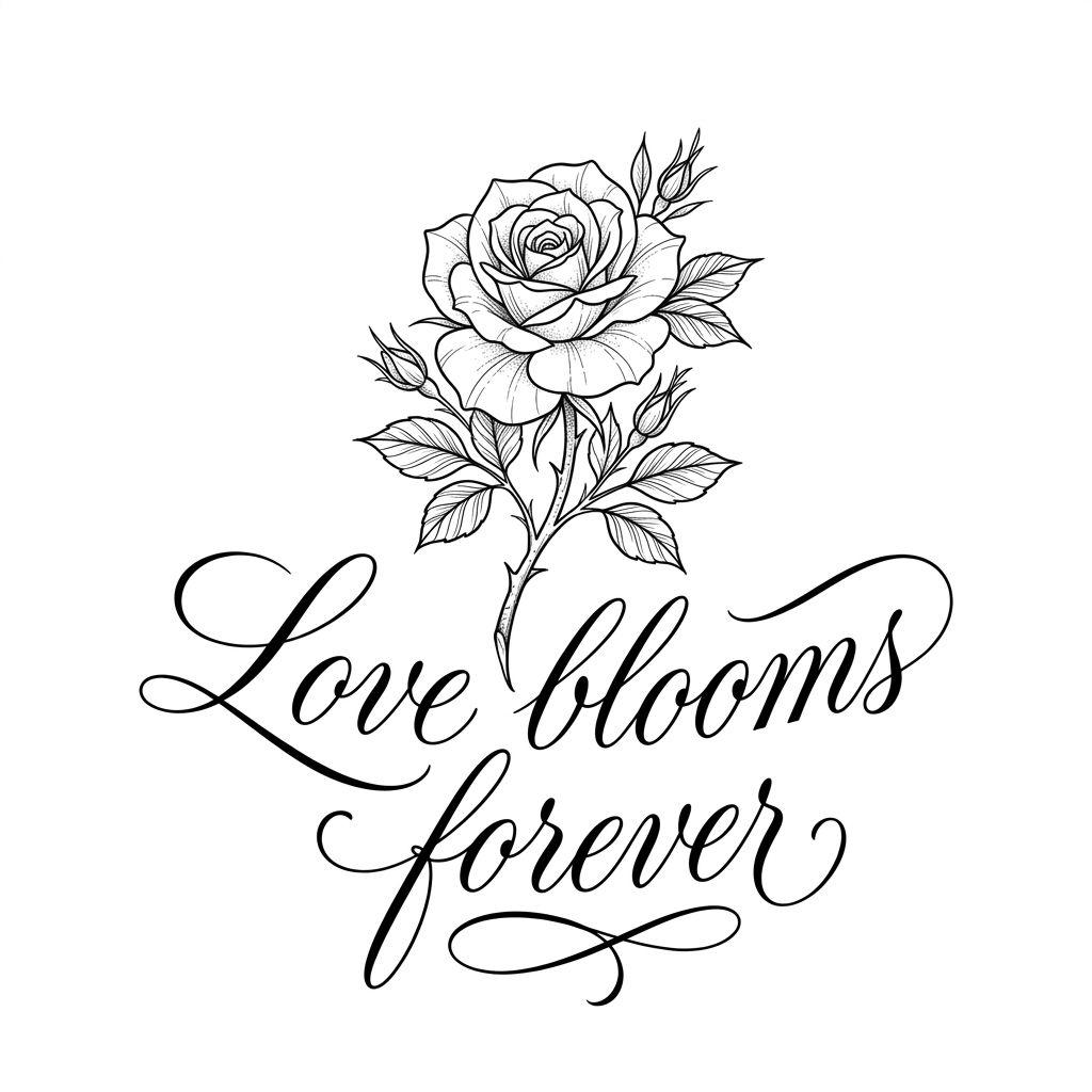 rose-tattoo rose mit lettering