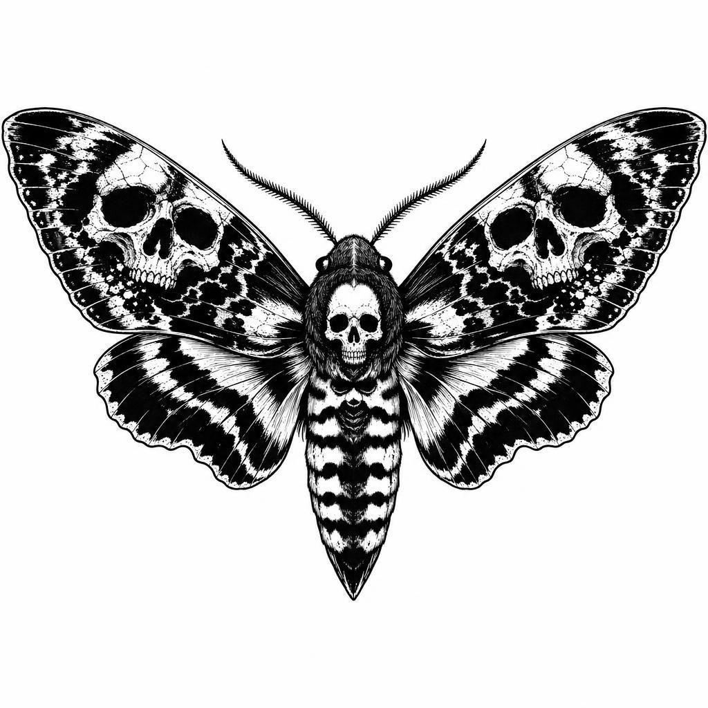 schmetterling-tattoo nachtfalter in blackwork