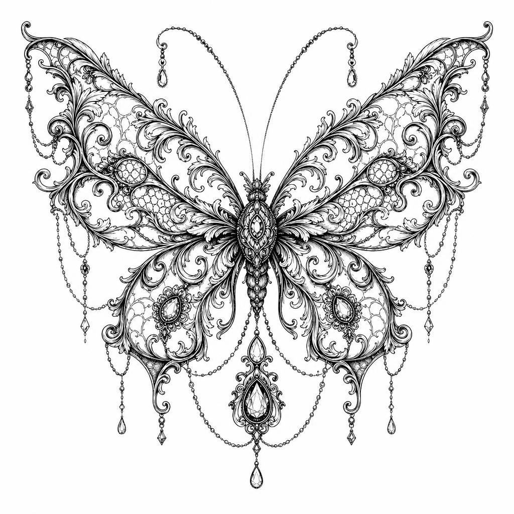 schmetterling-tattoo ornamentaler schmetterling barock