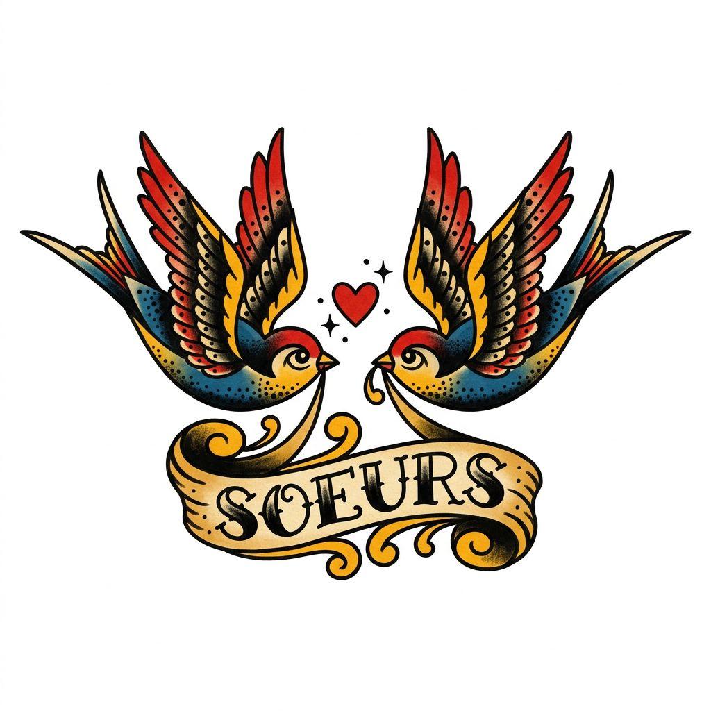 schwester-tattoo schwalben old school