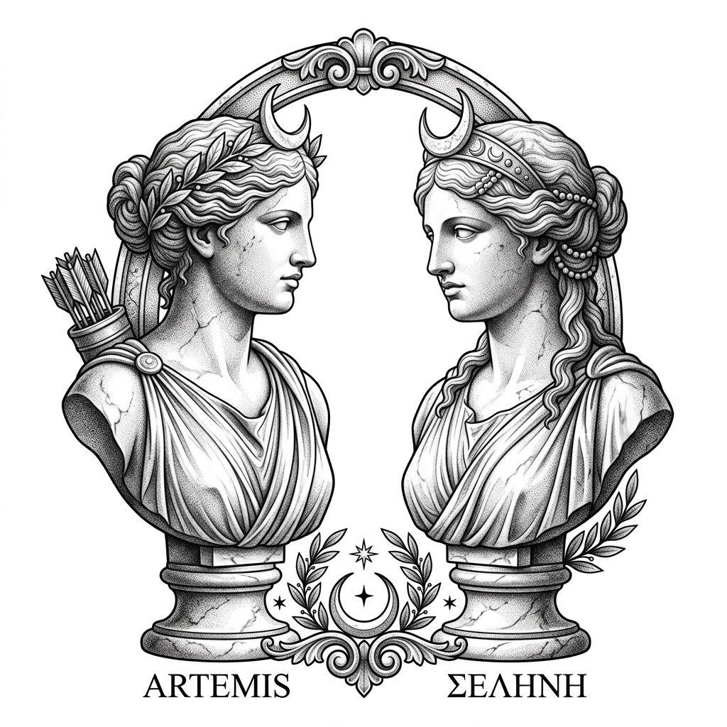 idée tatouage sœurs artemis et selene