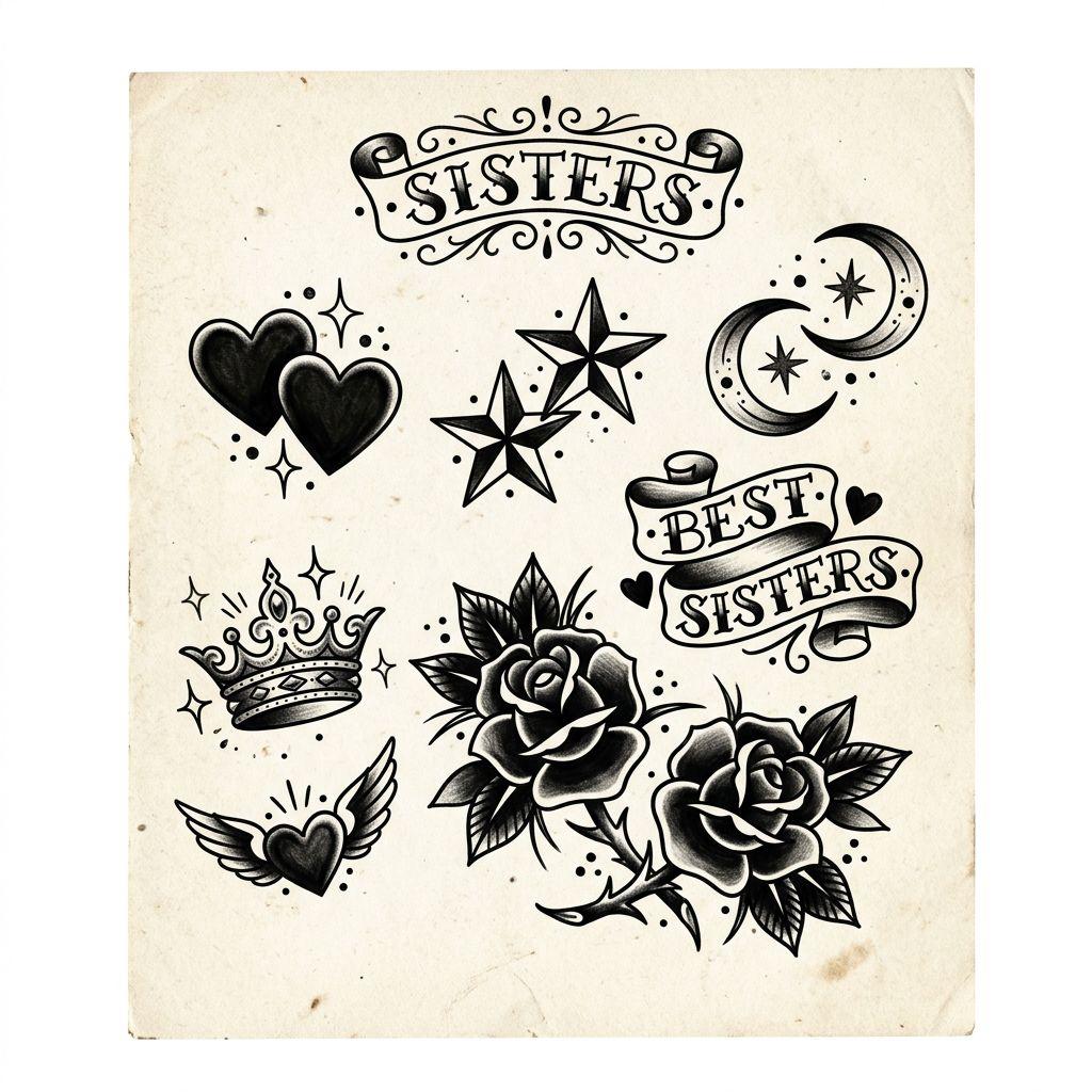 idée tatouage sœurs patchwork best sisters