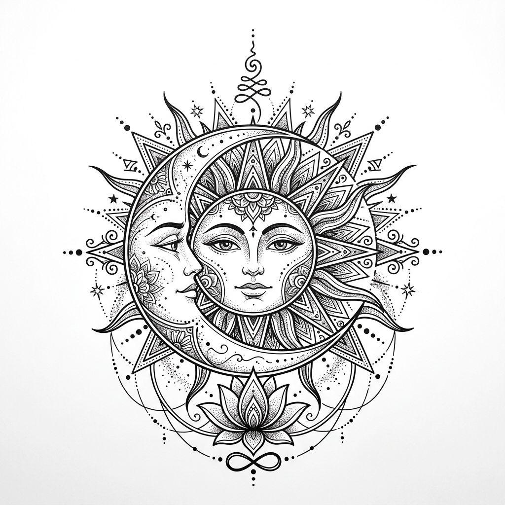 sonne-tattoo sonne und mond spirituell