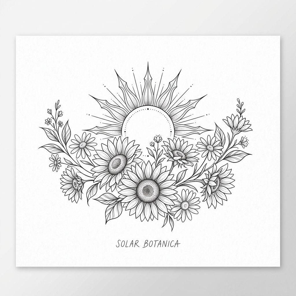 sonne-tattoo sonne floral verschlungen