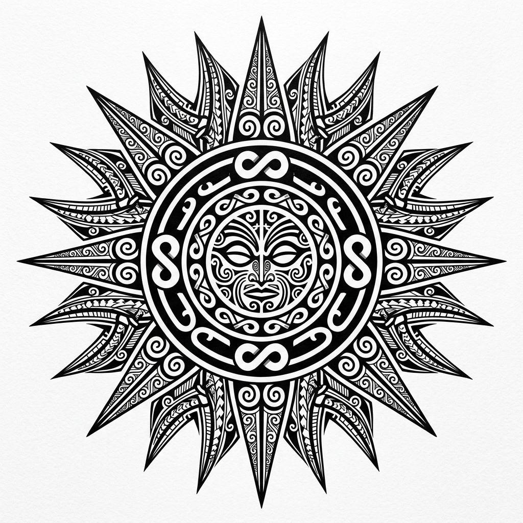 sonne-tattoo sonne tribal polynesisch