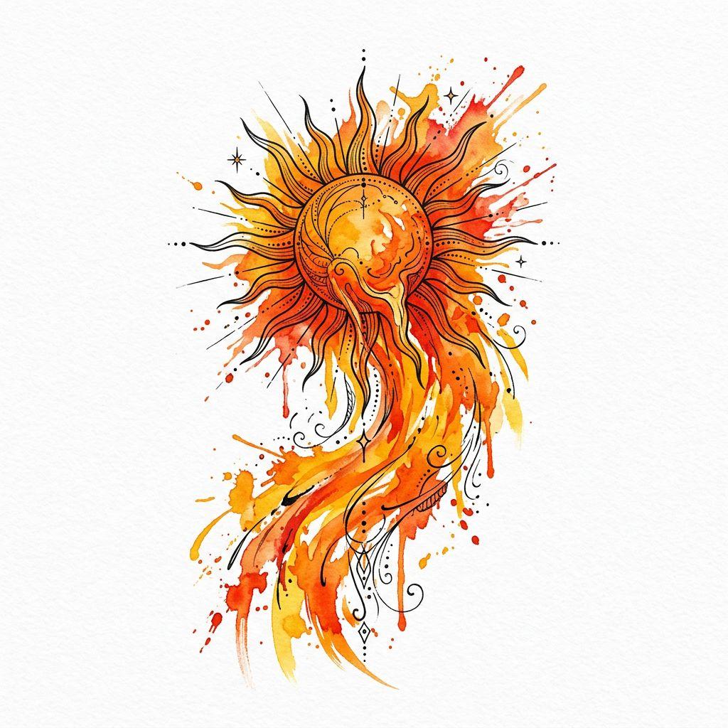 sonne-tattoo sonne watercolor lebendig