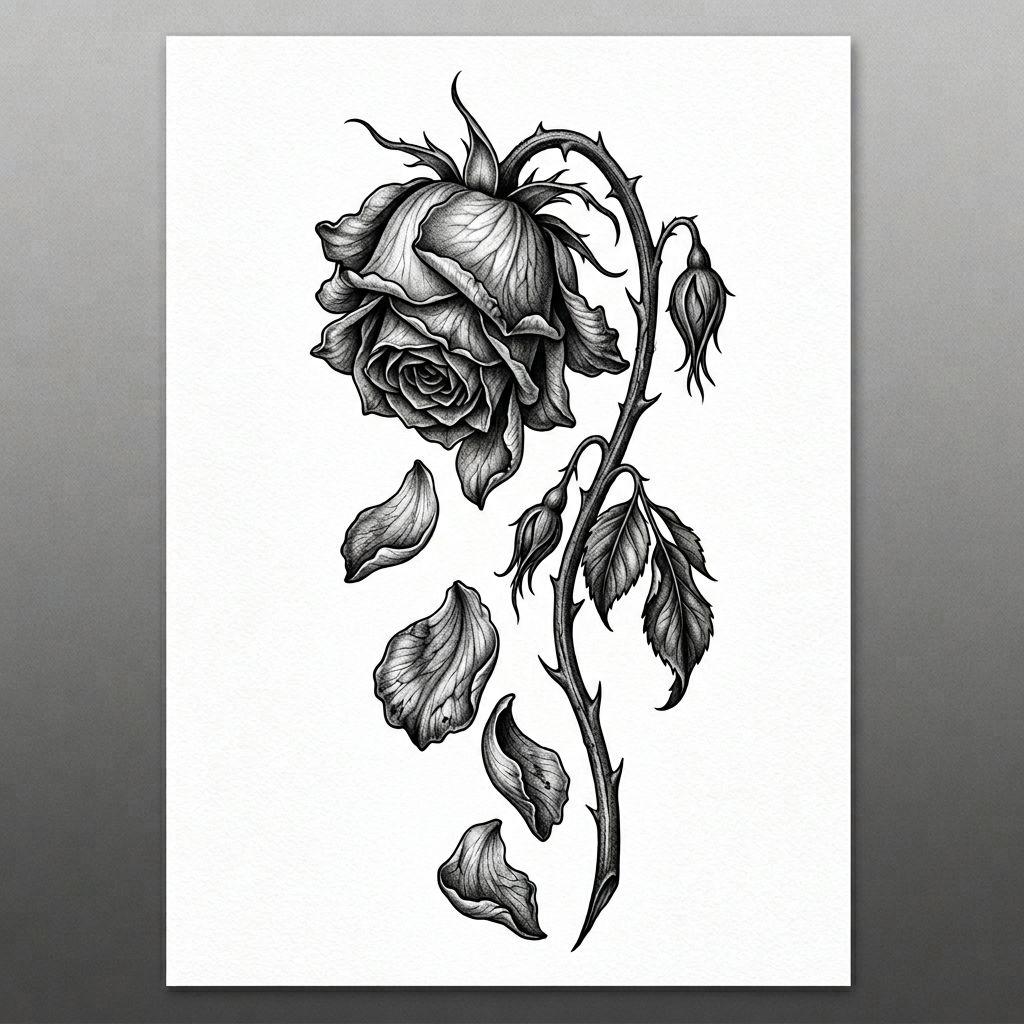 trauer-tattoo realistische gedenkrose