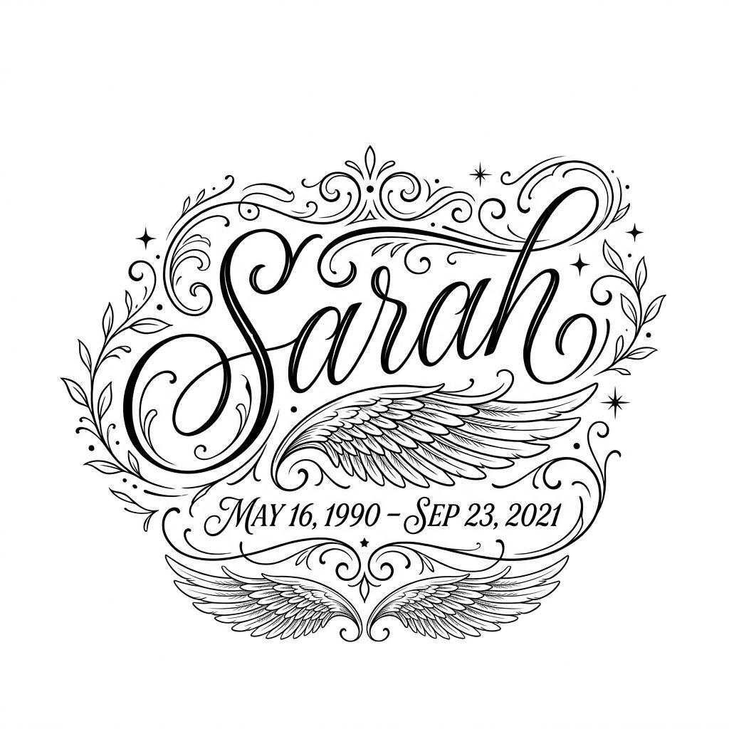 trauer-tattoo vornamen-lettering als gedenken