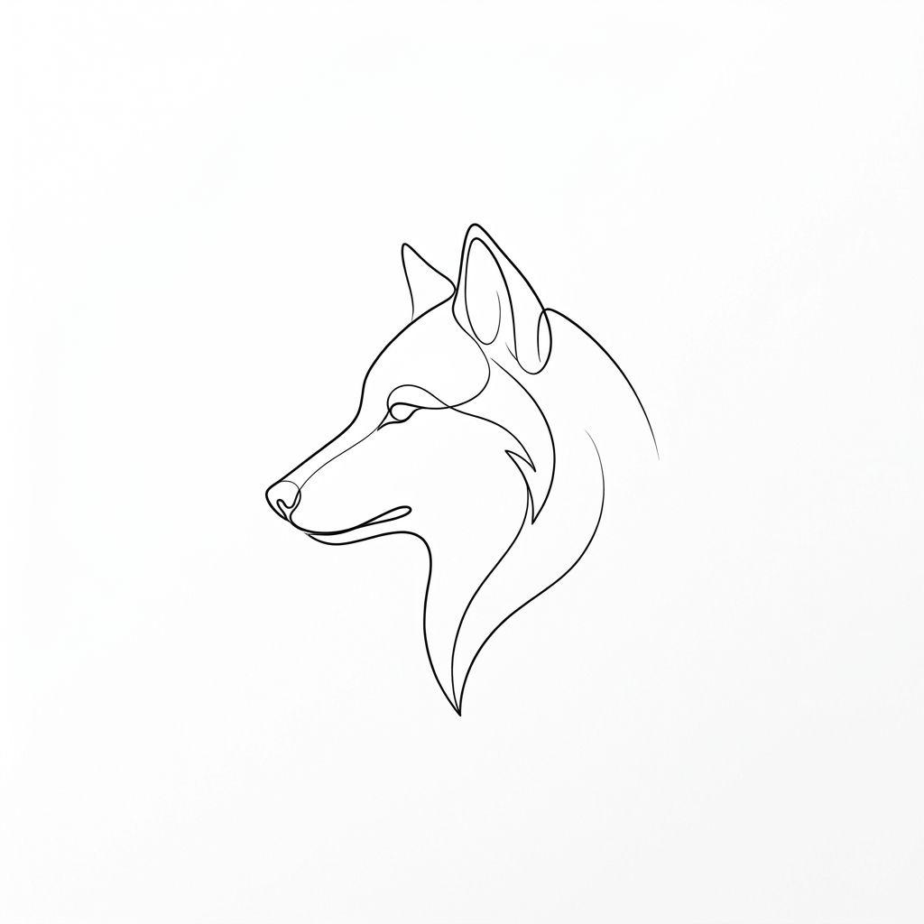 wolf-tattoo minimalistischer single-line-wolf