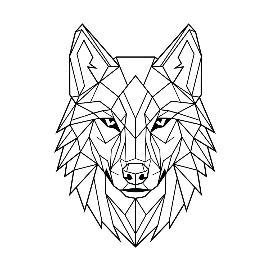 wolf-tattoo geometrischer facetten-wolf