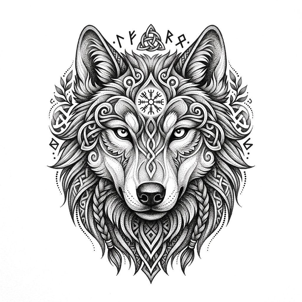 wolf-tattoo dotwork-wolf im stippling