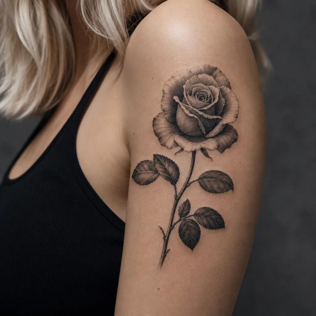 blume-tattoo realistische botanische rose
