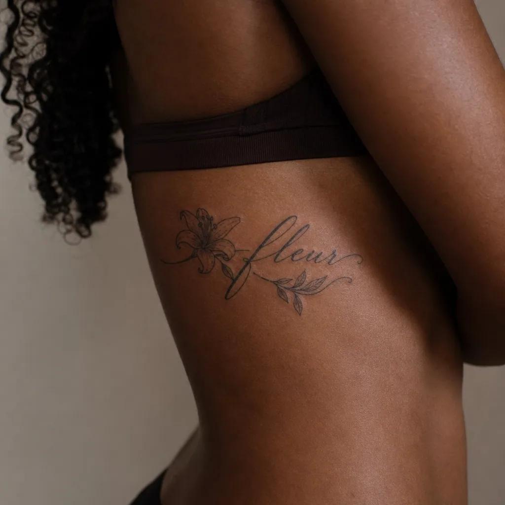 blume-tattoo schriftzug 'blume' in kursive