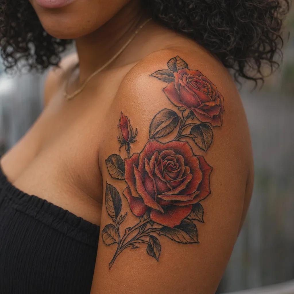 idée tatouage commun roses néo-traditionnelles