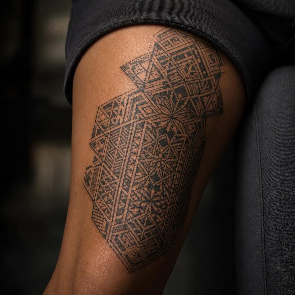 cover-up-tattoo geometrisches cover-up, Foto auf echter Haut