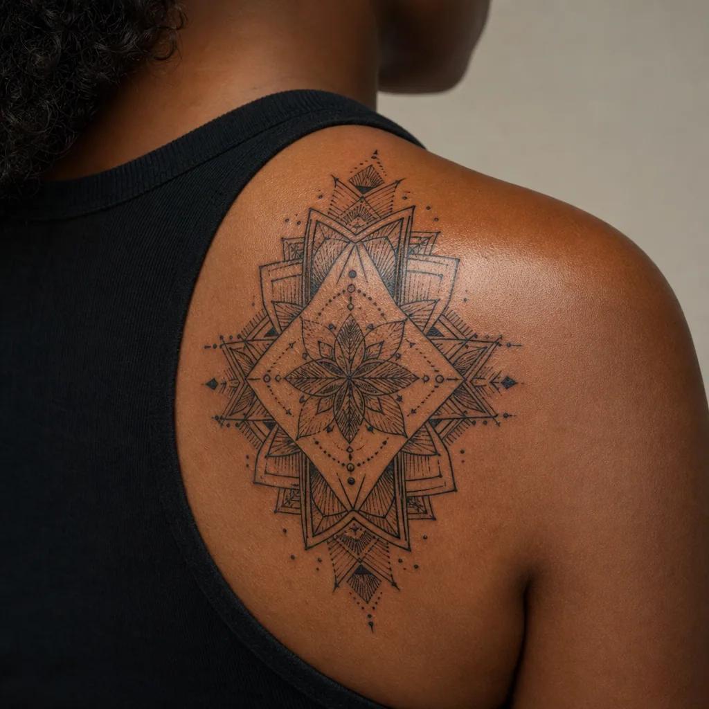 cover-up-tattoo geometrisches cover-up, Foto auf echter Haut