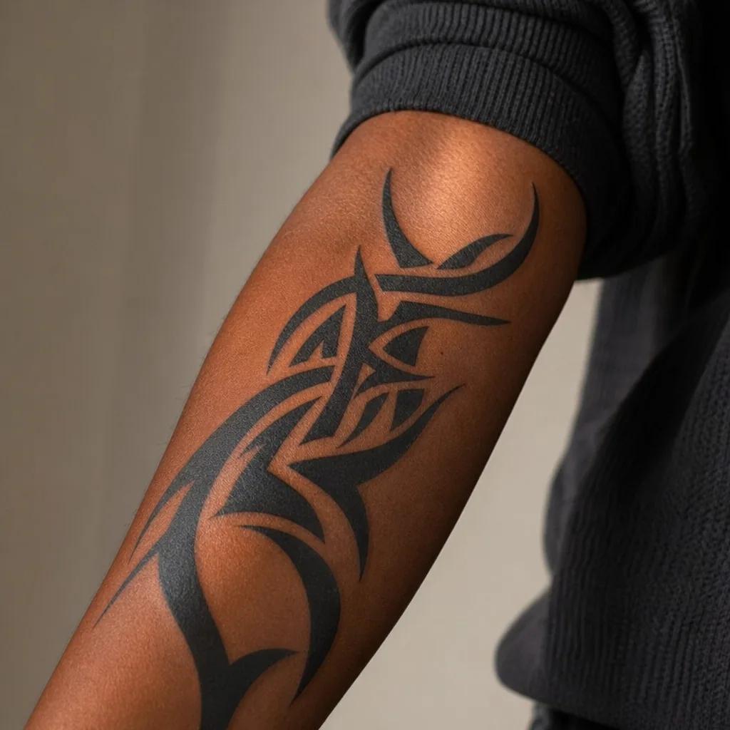 cover-up-tattoo modernes blackout-tattoo, Foto auf echter Haut