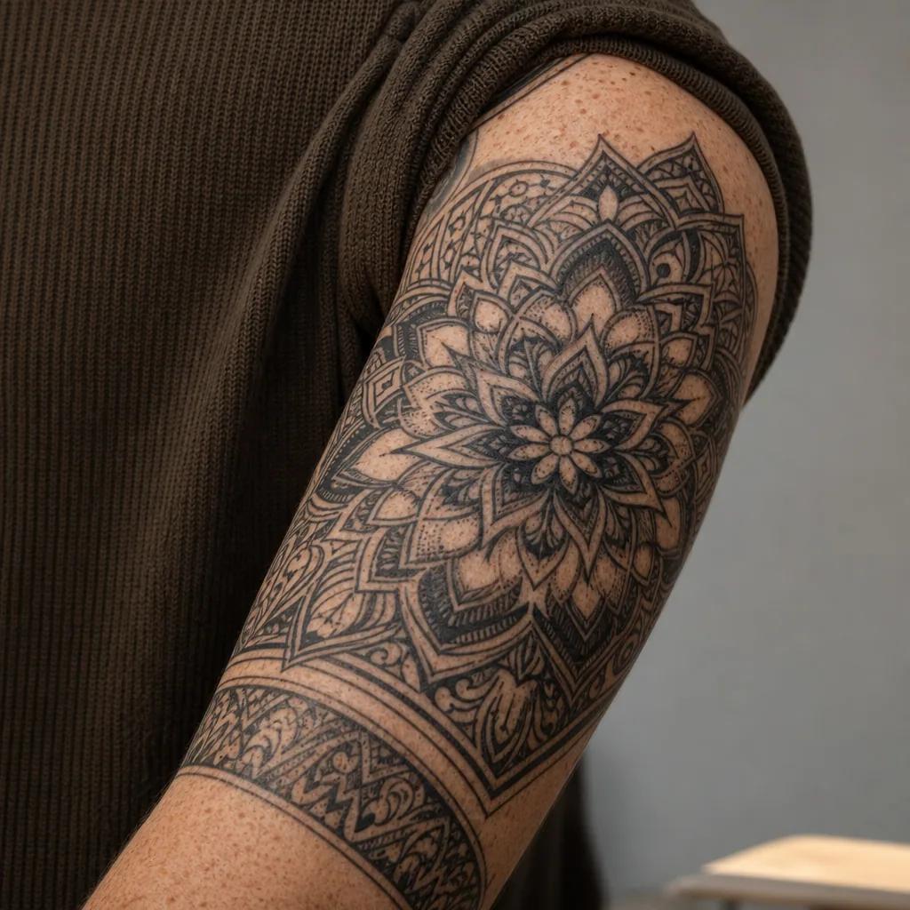 cover-up-tattoo ornamentales mandala, Foto auf echter Haut