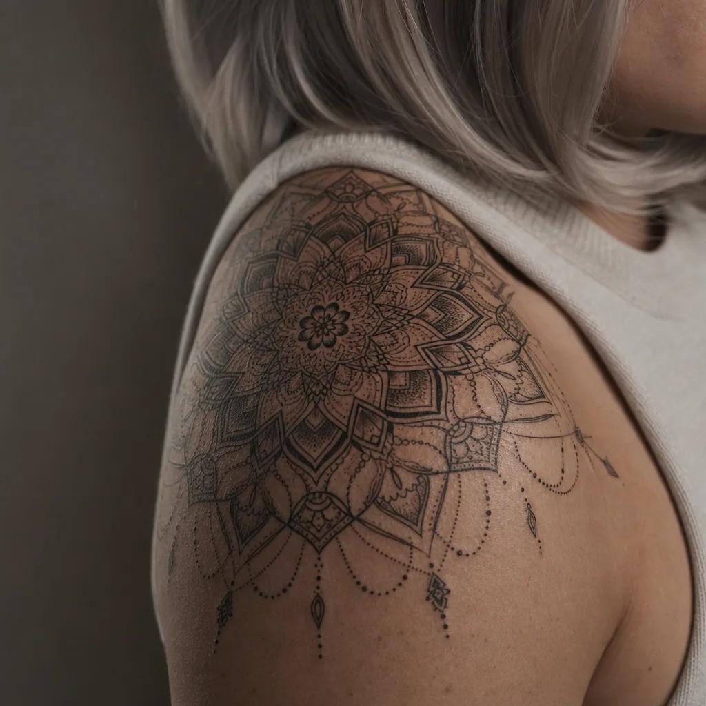 cover-up-tattoo ornamentales mandala, Foto auf echter Haut