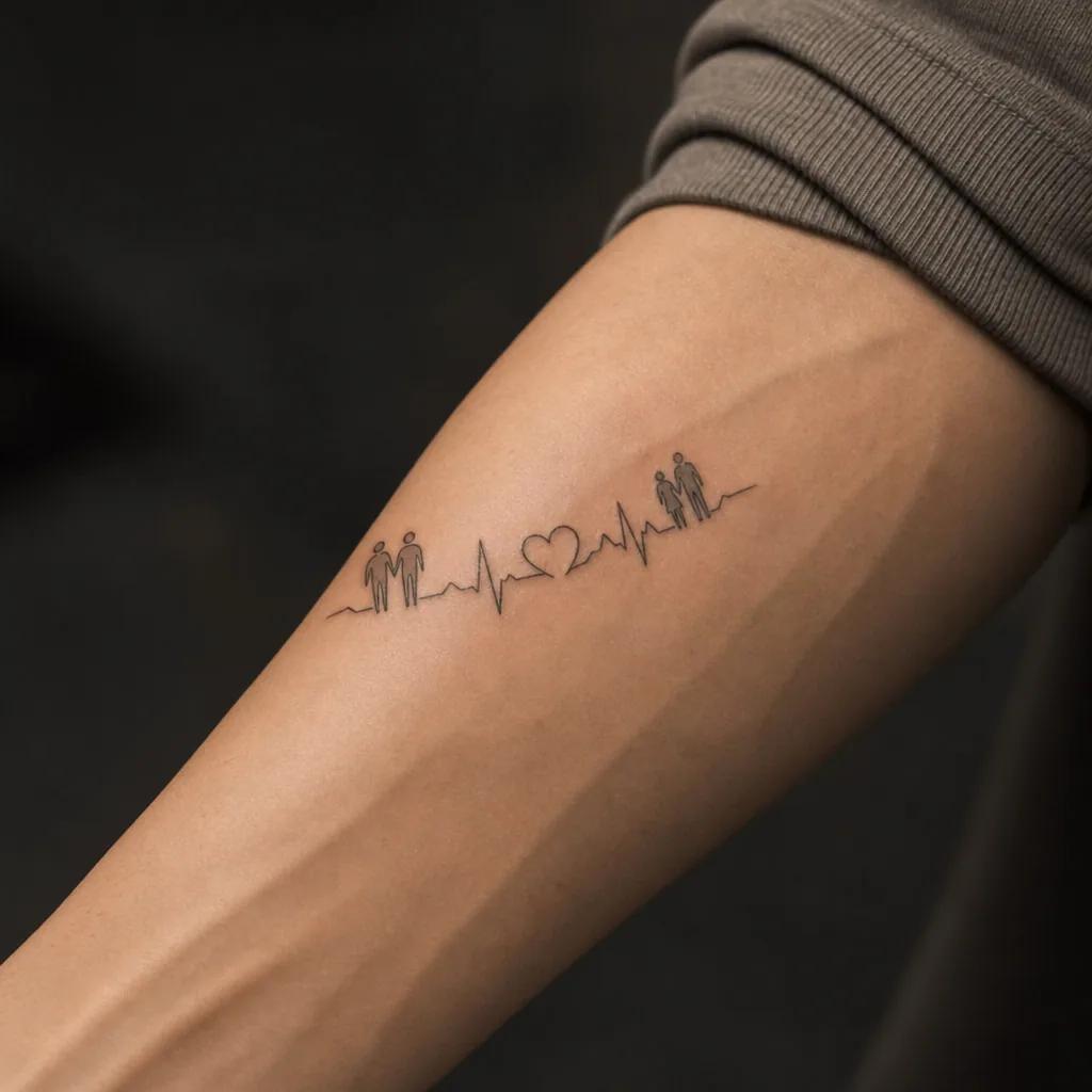 eltern-tattoo geteilter herzschlag