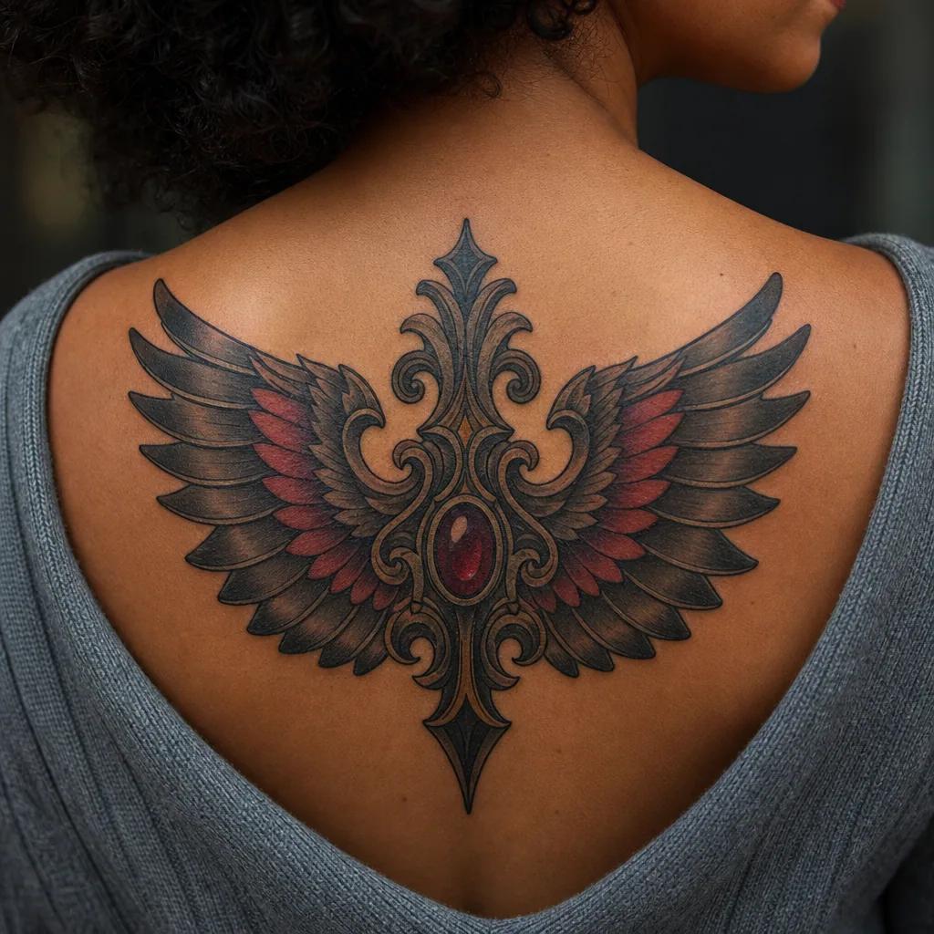 idée tatouage emplacement dos néo-traditionnel